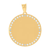 14Kt Yellow Gold Mens Cubic-Zirconia Round Photo Frame Medallion Charm Pendant